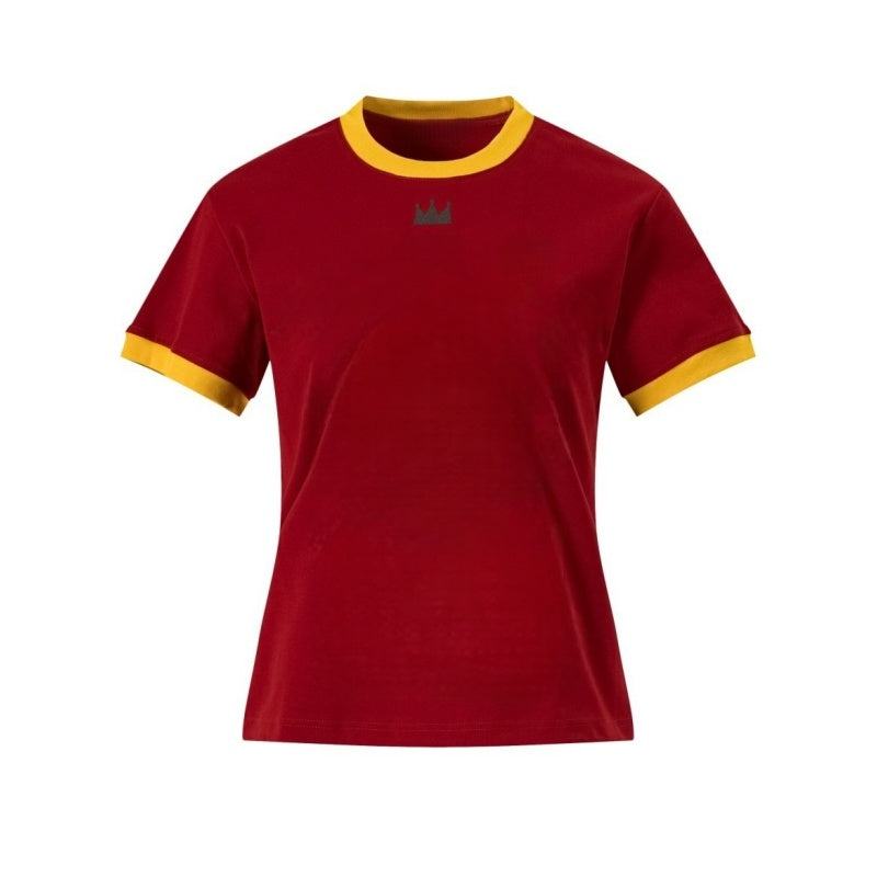 Casual Slim-Fit Yellow & Red T-Shirt