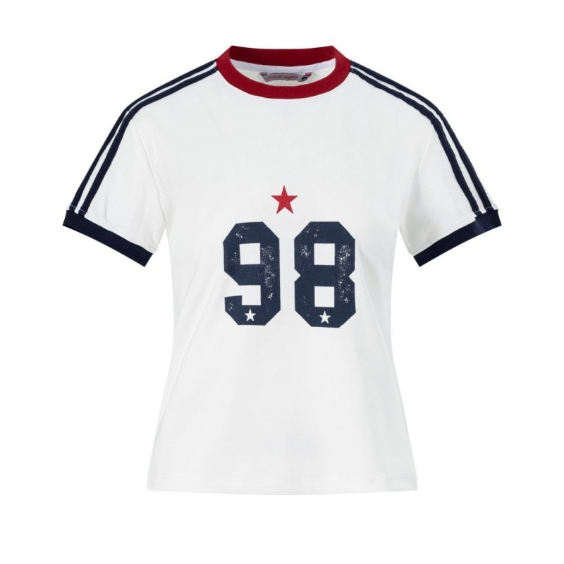 Retro Striped Jersey Style T-Shirt