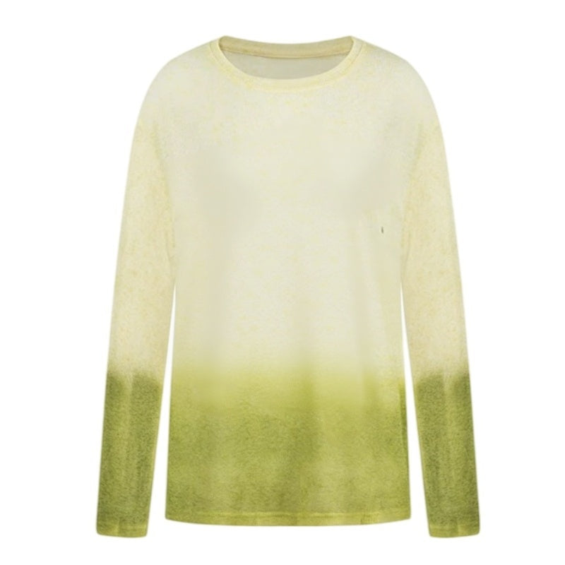 Green Oversized Colorblock Hip-Hop Long Sleeve Top