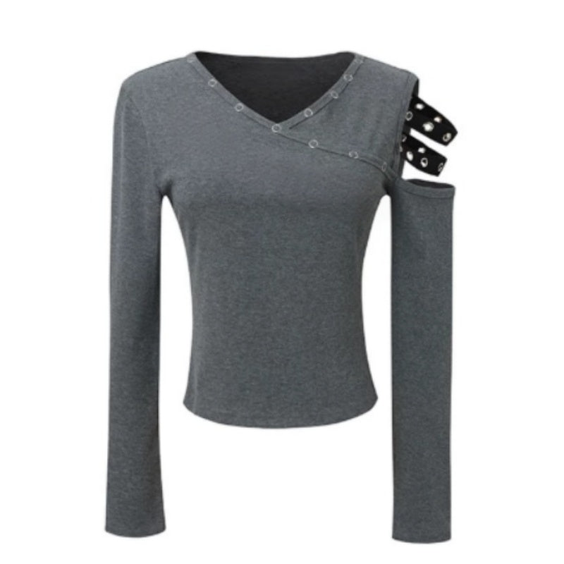 Gray Cool Streetwear Graphic Long Sleeve Top